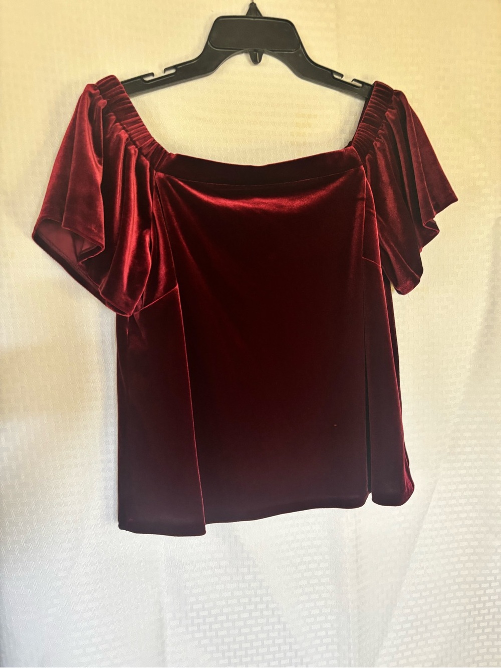 White House Black Market Velvet Off-Shoulder Blouse - Burgundy